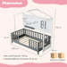 Dimensions of a children's bed with canopy on a pink background