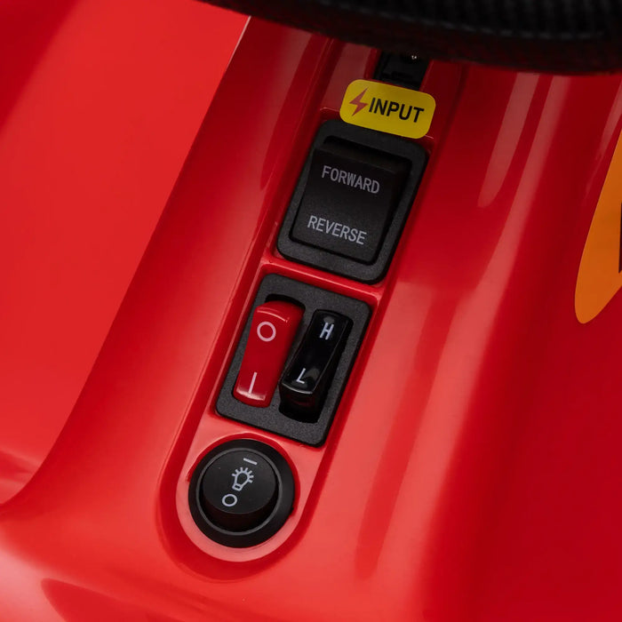 Control panel with buttons on a red vehicle