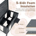 Open grey outdoor insulated feral cat house showing 5-side foam insulation with fir wood and styrofoam layers