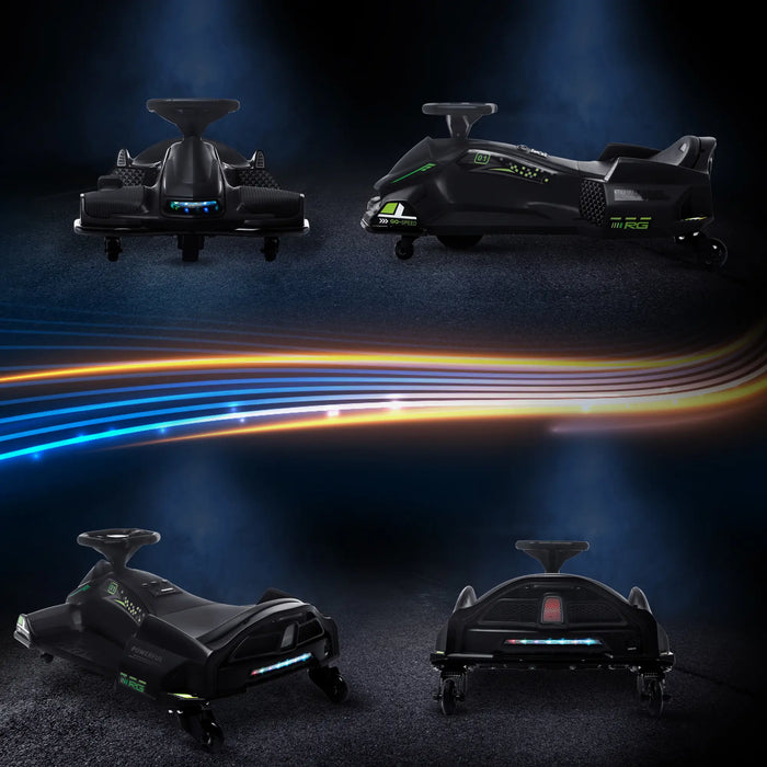 12V Electric Drift Go-Kart for Kids – Black | Ride-On with Drift Function and Music HOMCOM