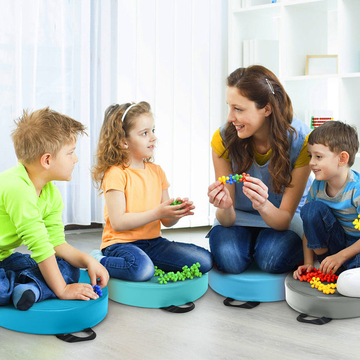 6-Piece Foam Floor Seat Cushions | Round Kids Cushion Set with Waterproof Cover COSTWAY