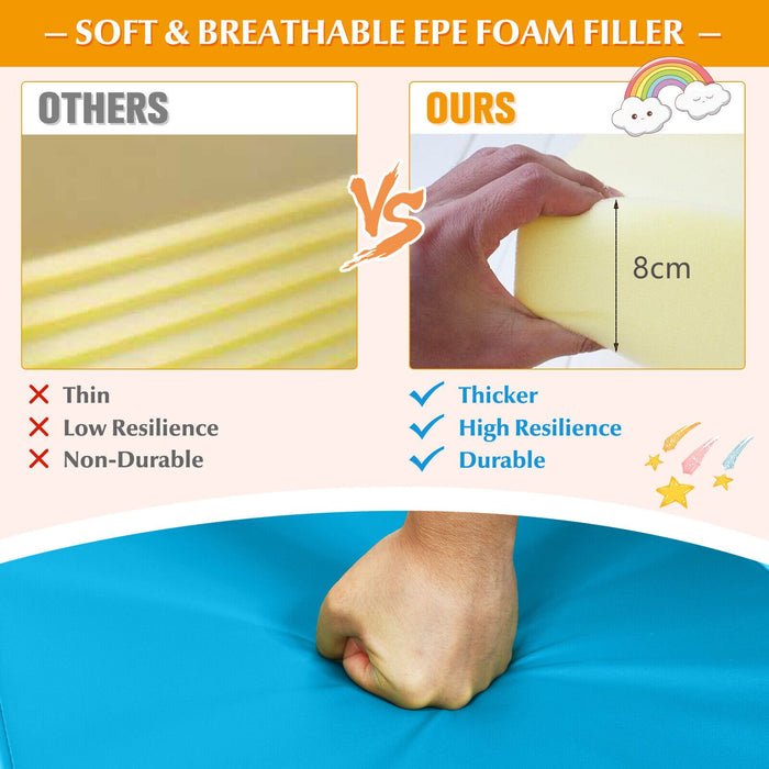 6-Piece Foam Floor Seat Cushions | Round Kids Cushion Set with Waterproof Cover COSTWAY