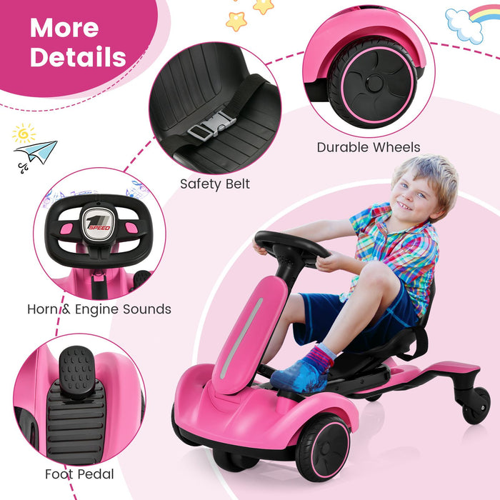 6V Kids Electric Drift Car – Pink | 360° Spin - Adjustable Seat COSTWAY