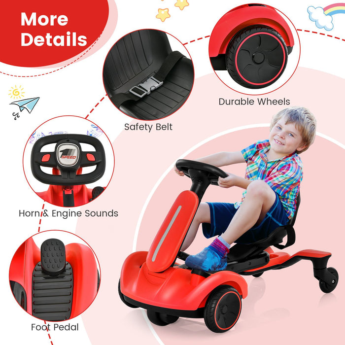 6V Kids Electric Drift Car – Red | 360° Spin - Adjustable Seat COSTWAY