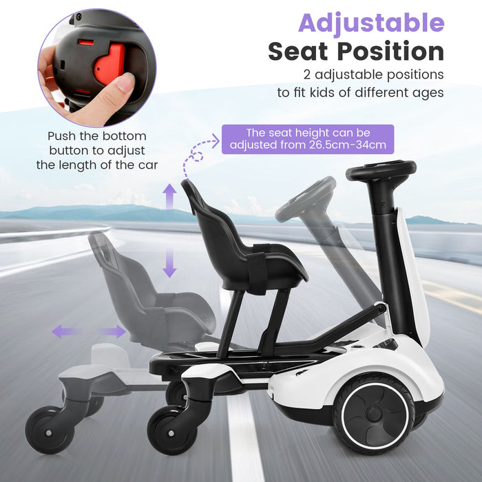 6V Kids Electric Drift Car – White | 360° Spin - Adjustable Seat COSTWAY
