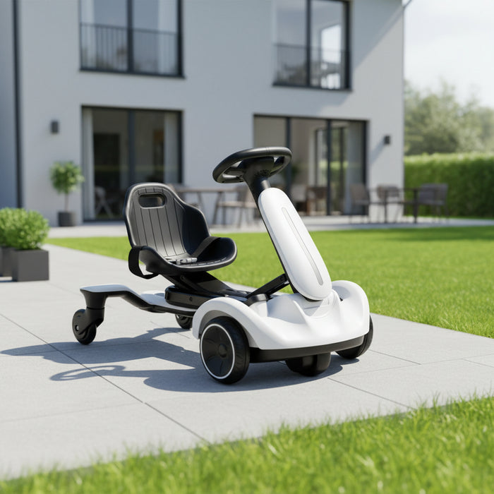 6V Kids Electric Drift Car – White | 360° Spin - Adjustable Seat COSTWAY