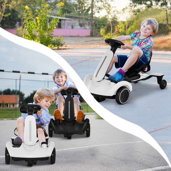 6V Kids Electric Drift Car – White | 360° Spin - Adjustable Seat COSTWAY
