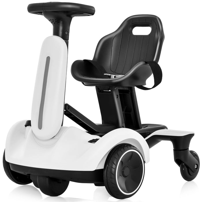 6V Kids Electric Drift Car – White | 360° Spin - Adjustable Seat COSTWAY