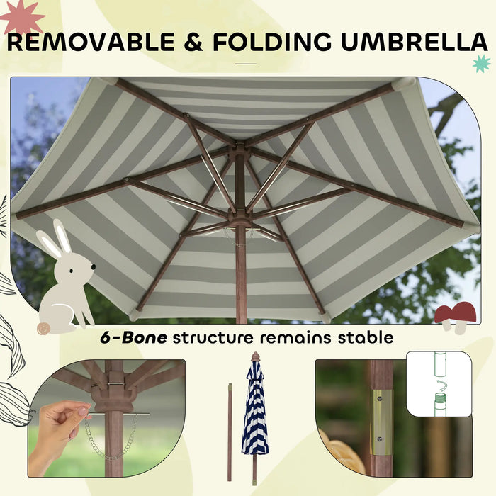 Kids Picnic Table with Umbrella | Wooden Garden Table and Bench Set for Children AIYAPLAY