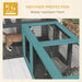 Weather-protected outdoor pet enclosure with water-resistant painted frame housing a cat and a small animal