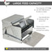 Large metal chicken feeder with 11.3 kg capacity feeds 10 chickens for a week, pedal control prevents other animals