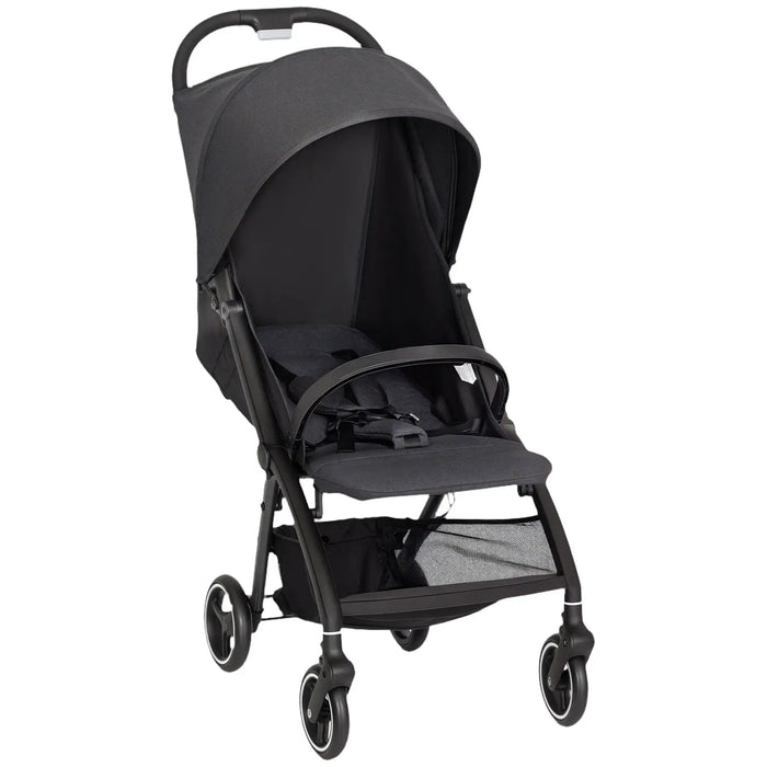 Black stroller on a white background