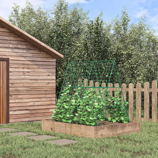 Garden Trellis for Climbing Plants | A-Frame Steel Construction with Crop Protection Net - Little and Giant Explorers Outsunny