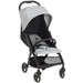 Black and gray stroller on a white background