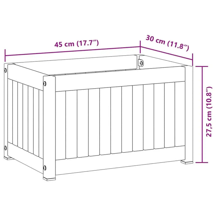 Garden Planter in Solid Wood Acacia and Steel (45 x 30 x 27.5cm) - Little and Giant Explorers vidaXL