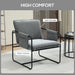 Gray armchair with soft chenille texture and thick cushion, labeled 'High Comfort'.