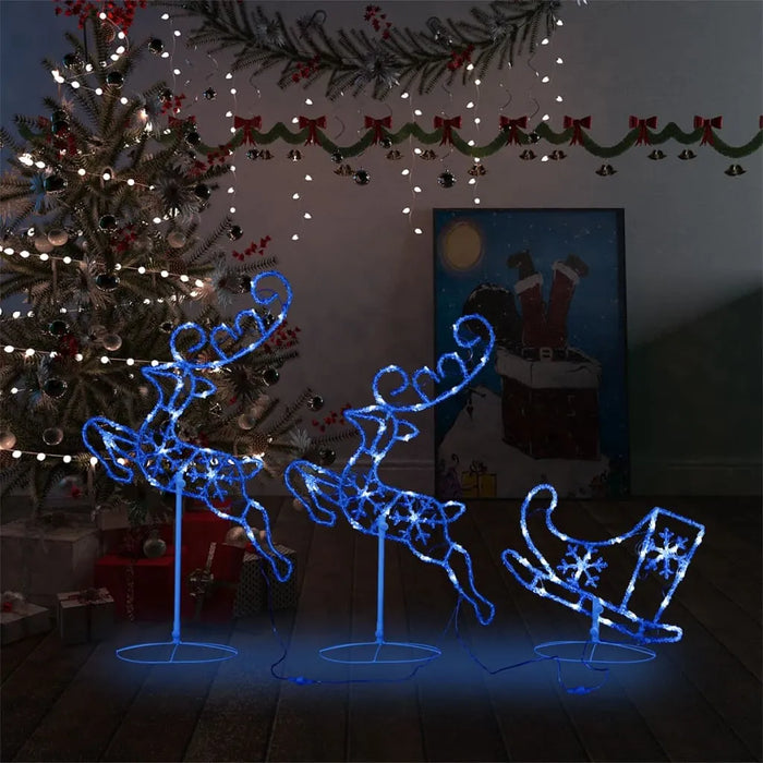 Acrylic Christmas Flying Reindeer and Sleigh - Blue | 72 LED Lights VIDAXL - Little and Giant Explorers vidaXL