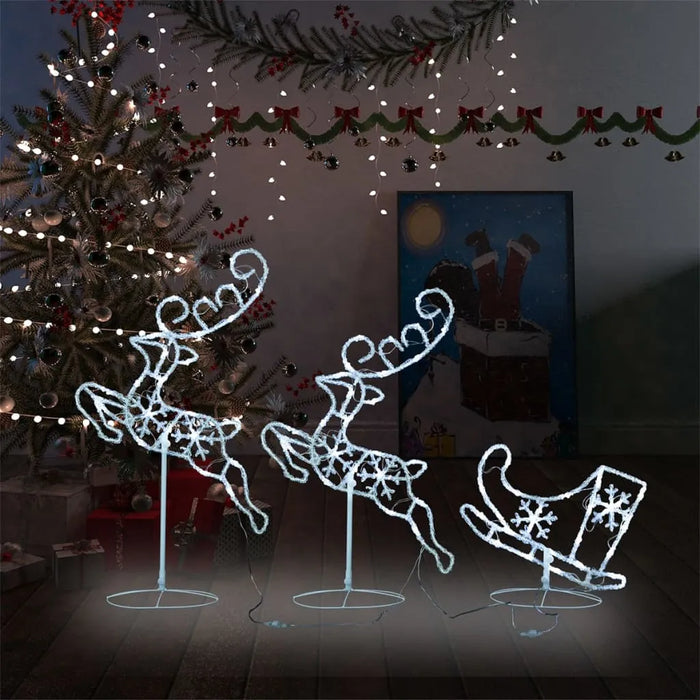 Acrylic Christmas Flying Reindeer and Sleigh - Cold White | 72 LED Lights VIDAXL - Little and Giant Explorers vidaXL