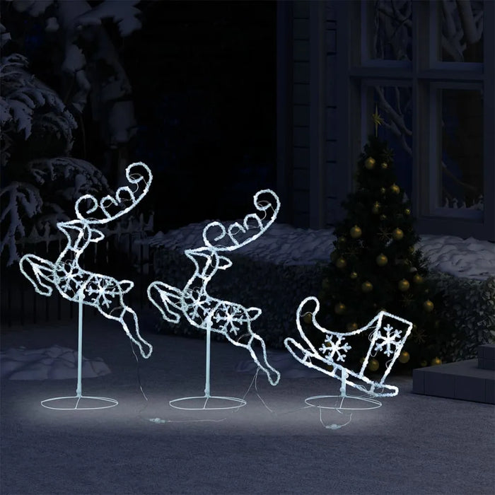 Acrylic Christmas Flying Reindeer and Sleigh - Cold White | 72 LED Lights VIDAXL - Little and Giant Explorers vidaXL