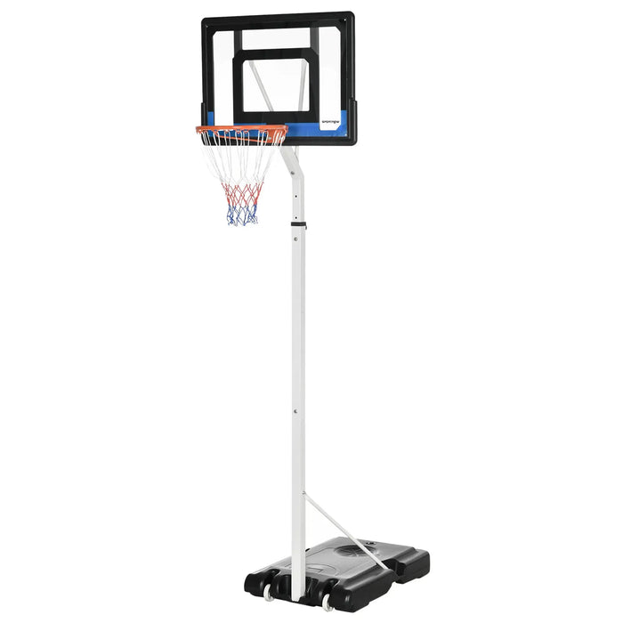 Adjustable Basketball Hoop and Basketball Stand in White | 2.1 - 2.6m - Little and Giant Explorers SPORTNOW