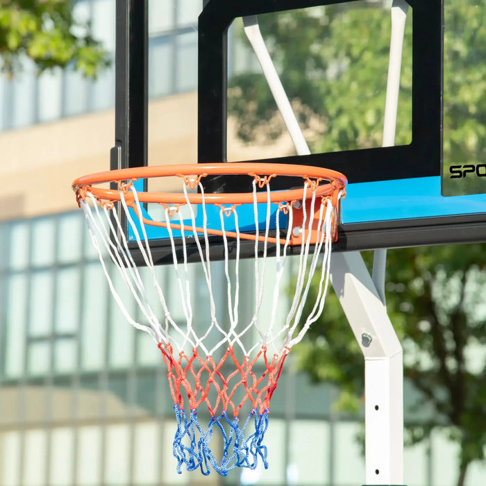 Adjustable Basketball Hoop and Basketball Stand in White | 2.1 - 2.6m - Little and Giant Explorers SPORTNOW