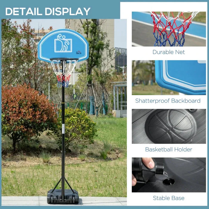 Adjustable Basketball Hoop and Stand with Wheels | 160 - 210cm - Little and Giant Explorers HOMCOM