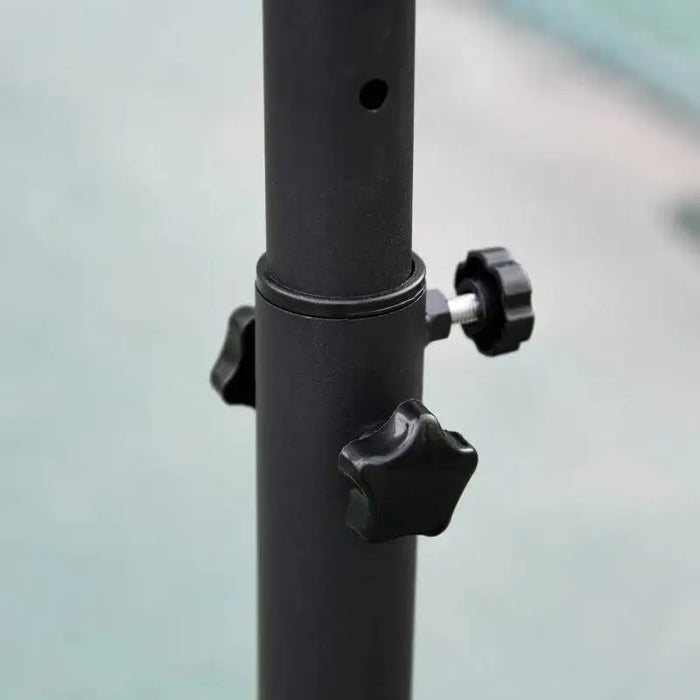 Adjustable basketball hoop stand black metal pole with tightening knobs outdoors