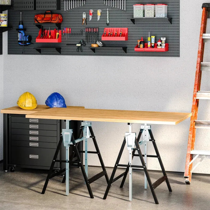 Adjustable Builders Trestle – Set of 2 Folding Saw Horses | Height Adjustable Steel HOMCOM - Little and Giant Explorers HOMCOM