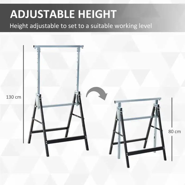 Adjustable Builders Trestle – Set of 2 Folding Saw Horses | Height Adjustable Steel HOMCOM - Little and Giant Explorers HOMCOM