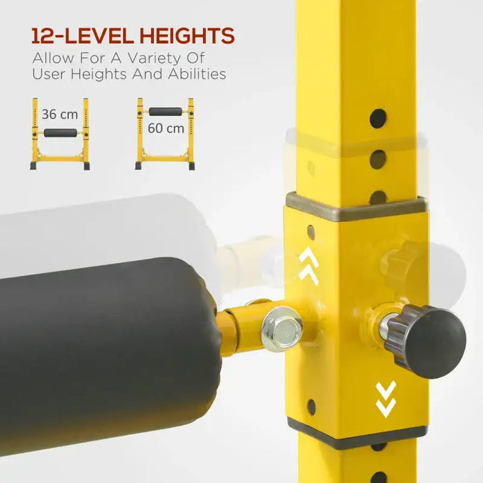 Adjustable Bulgarian Squat Stand – Yellow Steel | Height Adjustable Leg Roller SPORTNOW - Little and Giant Explorers SPORTNOW