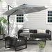 Adjustable Cantilever Parasol with Base and Solar LED Lights in Light Grey 3(m) - Little and Giant Explorers Outsunny