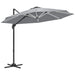 Adjustable Cantilever Parasol with Base and Solar LED Lights in Light Grey 3(m) - Little and Giant Explorers Outsunny