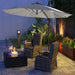 Adjustable Cantilever Parasol with Base and Solar LED Lights in Light Grey 3(m) - Little and Giant Explorers Outsunny