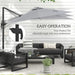 Adjustable Cantilever Parasol with Base and Solar LED Lights in Light Grey 3(m) - Little and Giant Explorers Outsunny