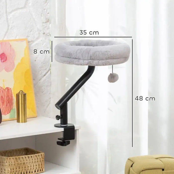 Adjustable Cat Hammock – Grey | Space-Saving Clamp Design and 360° Rotation PAWHUT - Little and Giant Explorers PawHut