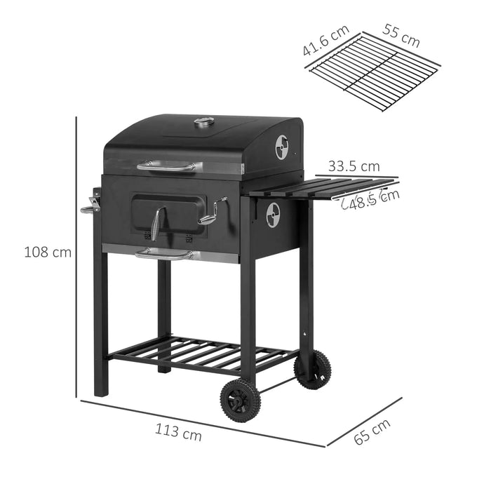 Charcoal Grill with Height-Adjustable Coal Pan - Little and Giant Explorers Outsunny