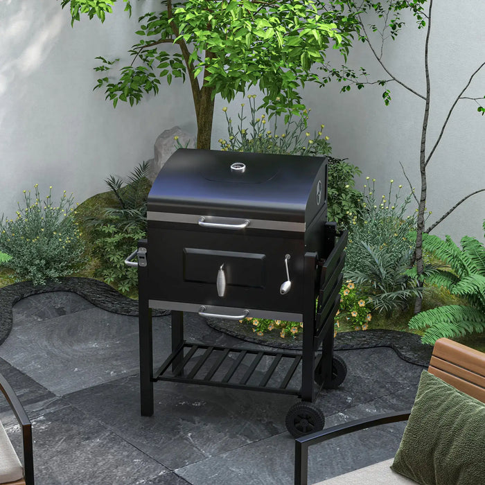 Charcoal Grill with Height-Adjustable Coal Pan - Little and Giant Explorers Outsunny