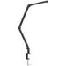 Black adjustable desk lamp on a white background