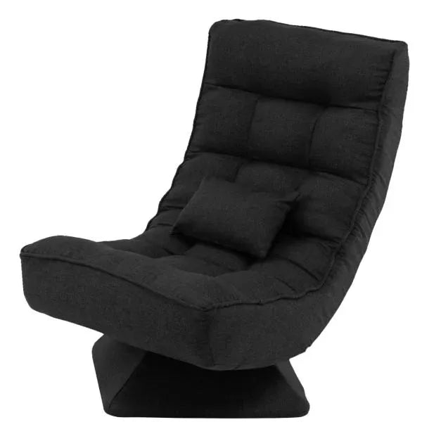 Adjustable Comfy Floor Sofa Chair with Swivel Base in Black - Little and Giant Explorers Costway