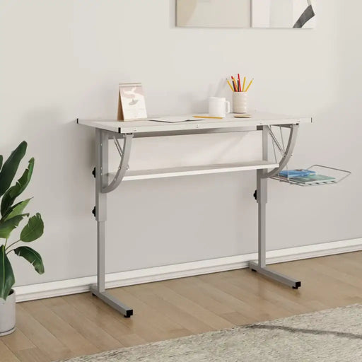 Adjustable Craft Desk – White and Grey | Tilting Workstation with Storage VIDAXL - Little and Giant Explorers vidaXL
