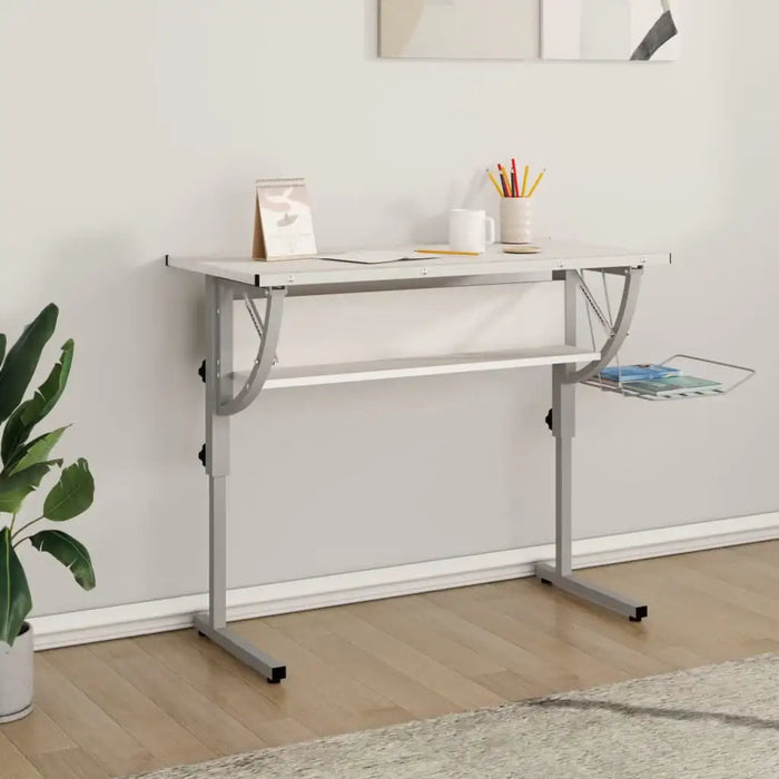 Adjustable Craft Desk – White and Grey | Tilting Workstation with Storage VIDAXL - Little and Giant Explorers vidaXL