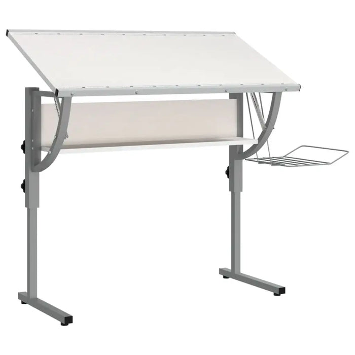 Adjustable Craft Desk – White and Grey | Tilting Workstation with Storage VIDAXL - Little and Giant Explorers vidaXL