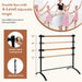 Adjustable Double Ballet Barre – Freestanding Beech Wood and Metal | 4 Height Levels COSTWAY - Little and Giant Explorers Costway