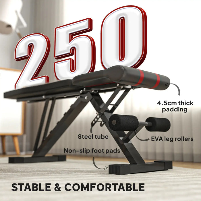 Adjustable Folding Weight Bench | 6-Level Backrest and 4-Level Seat - 250kg Capacity SPORTNOW - Little and Giant Explorers SPORTNOW