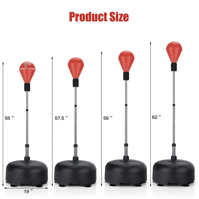 Adjustable Freestanding Punching Ball with Stand - 55"–62.5" | 4-Level Adjustable Height COSTWAY - Little and Giant Explorers Costway
