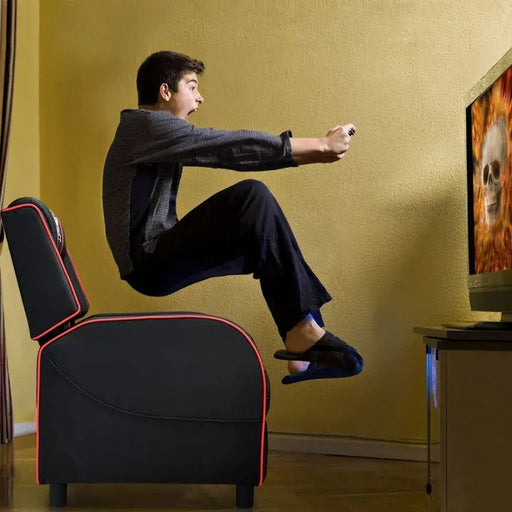Adjustable Gaming Chair | Black and Red with 90-160° Backrest and Metal Footrest - Little and Giant Explorers Costway