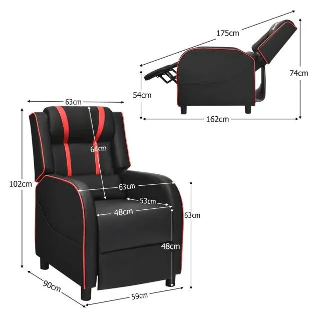 Adjustable Gaming Chair with Recliner and Footrest | Red - Little and Giant Explorers Costway