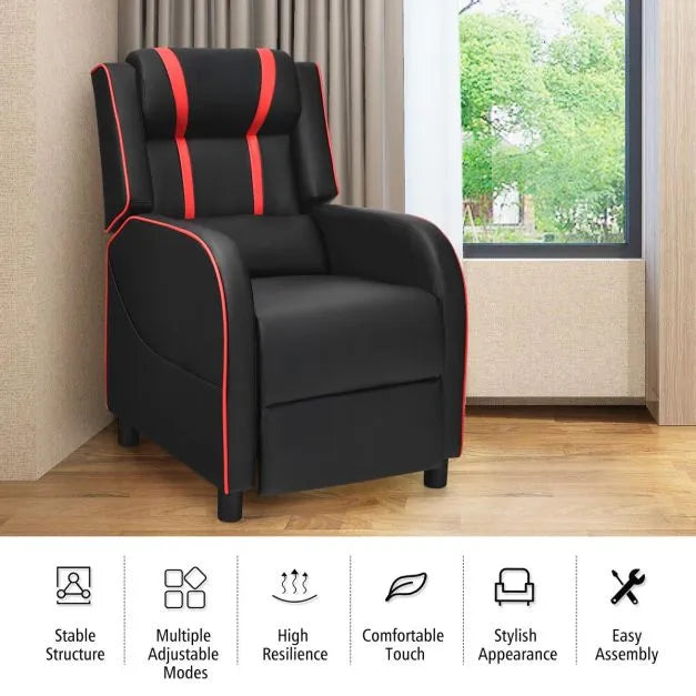 Adjustable Gaming Chair with Recliner and Footrest | Red - Little and Giant Explorers Costway