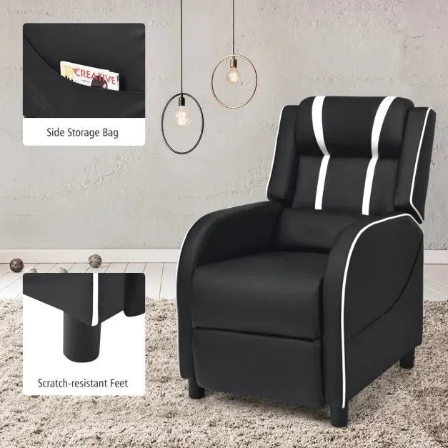 Adjustable Gaming Chair with Recliner and Footrest | White - Little and Giant Explorers Costway