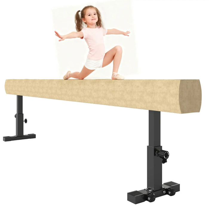 Adjustable Gymnastics Balance Beam | 3 Height Options, Solid Wood Core and Wheels HOMCOM - Little and Giant Explorers